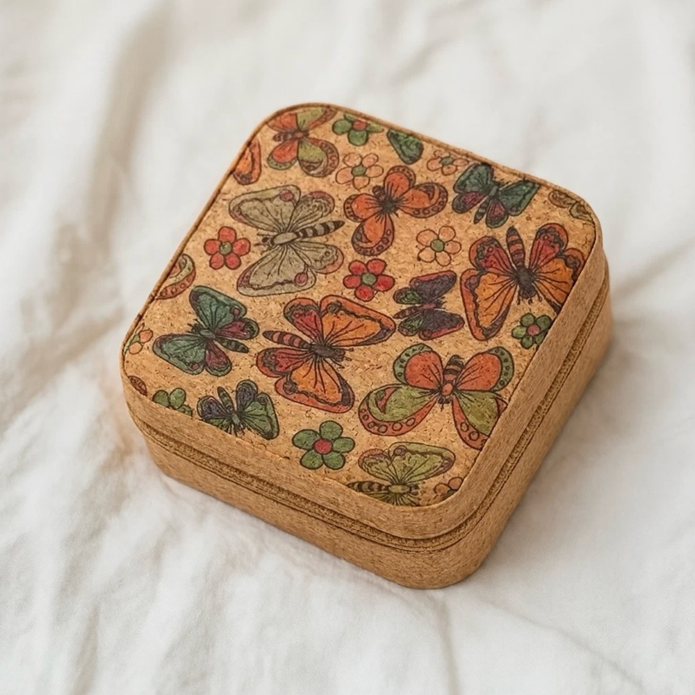 Butterfly Jewelry Travel Case - Portable Jewelry Organizer Box with Zipper